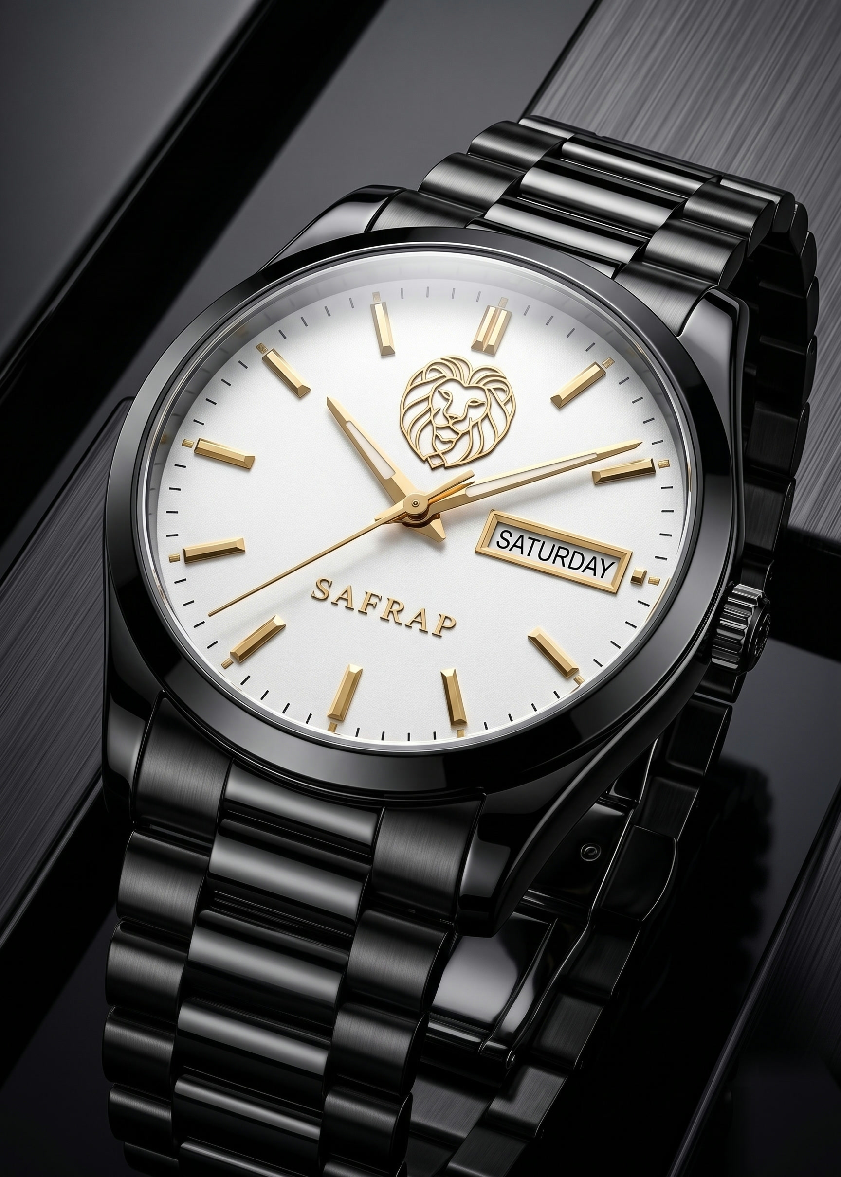 SAFRAP Eclipse — black DLC case, ivory dial